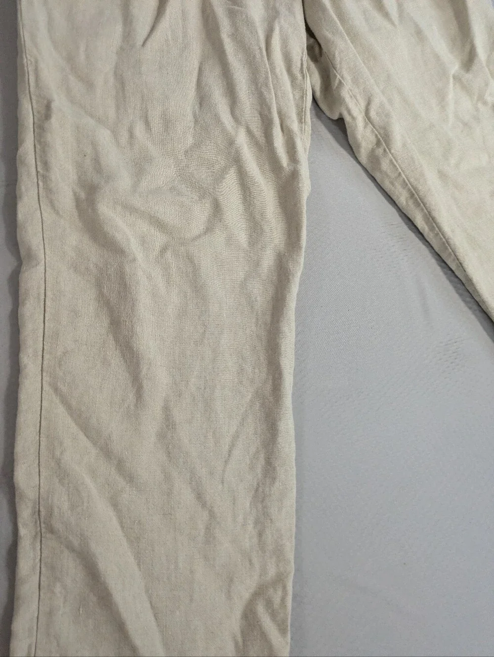 Eddie Bauer 100% Linen Pants Men’s 34x30 Beige Pleated Chino Coastal Old Money